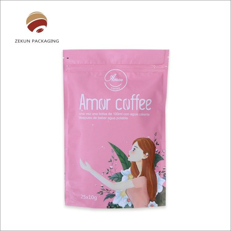 OEM Standing Zipper Bag CMYK Color Plastic Stand Up Bag Con Ziplock