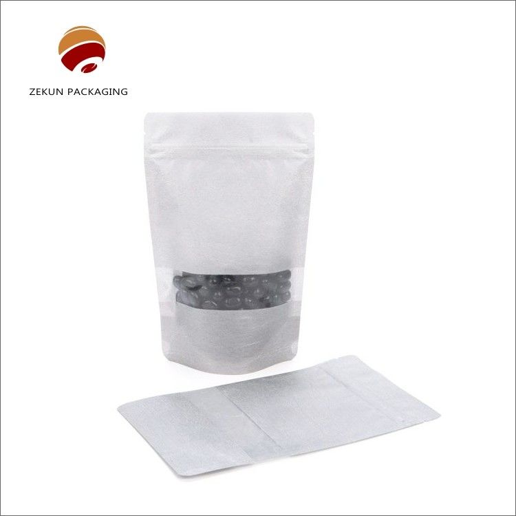 Imballaggio alimentare Carta Kraft Zip Lock Bag Dimensioni personalizzate Matta a prova di umidità o finitura lucida