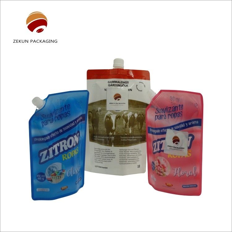 Stampa su misura Supporto a fondo rotondo Self Standing Up Spout pouch per imballaggi Stand Up