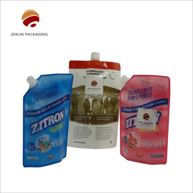 Stampa su misura Supporto a fondo rotondo Self Standing Up Spout pouch per imballaggi Stand Up