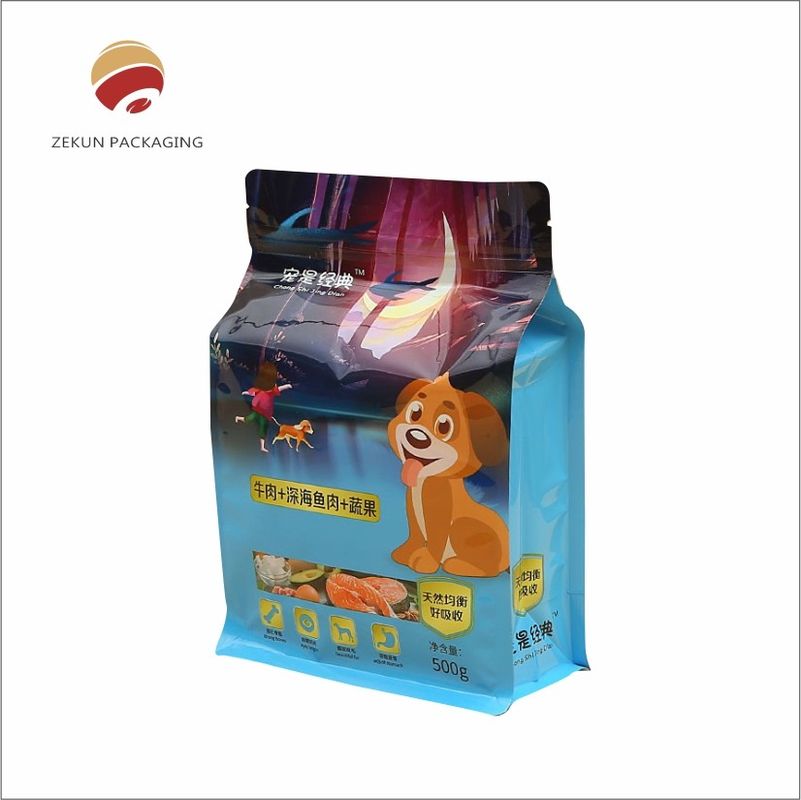 Borsa per alimenti per animali personalizzati colori vibranti cerniera superiore a prova di umidità stampa gravura