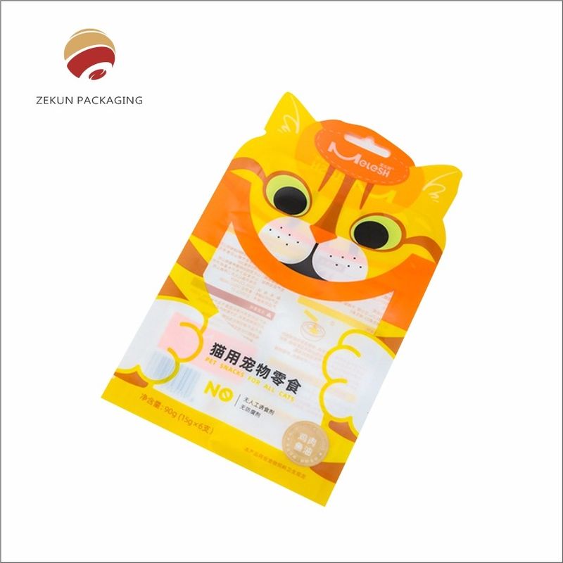 Taschino per alimenti per animali da compagnia di design personalizzato con cerniera vibrante CMYK stampa materiali PET/AL/PE