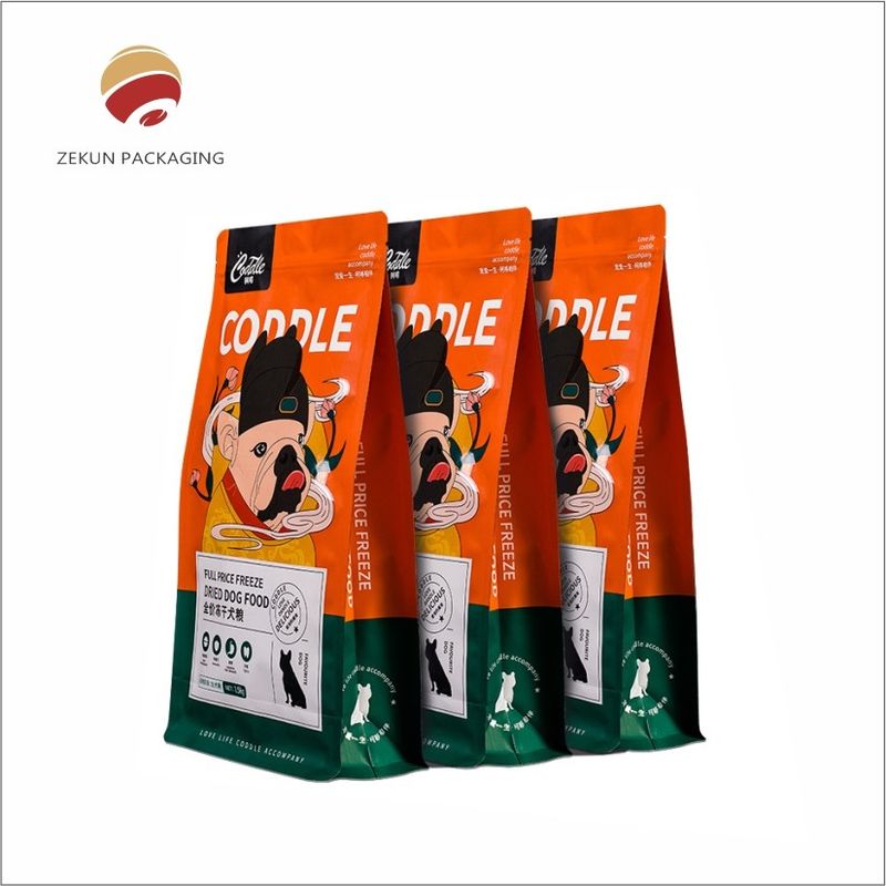 Borsa per alimenti per animali personalizzati colori vibranti cerniera superiore a prova di umidità stampa gravura
